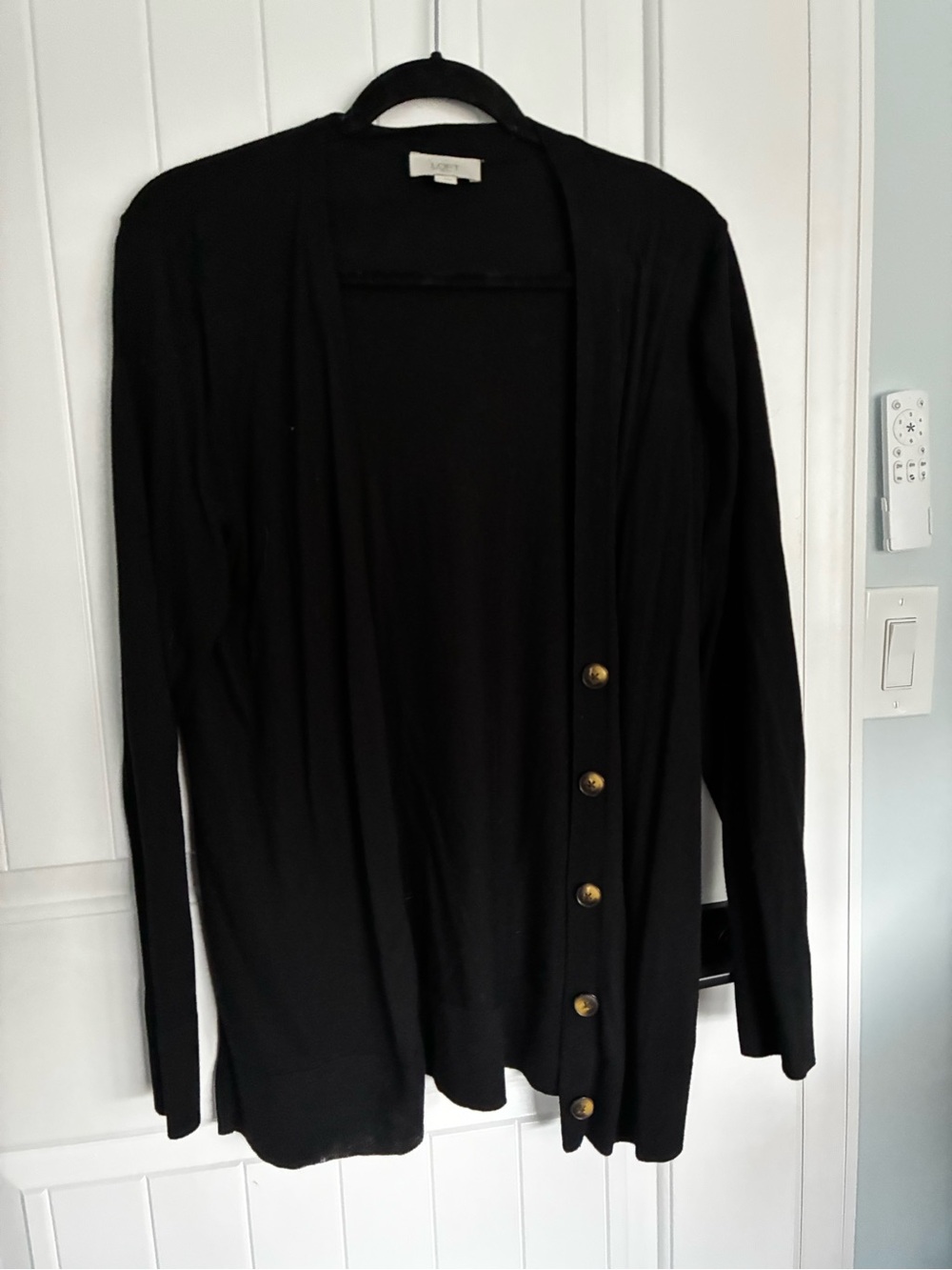 LOFT Black Long-Sleeve Button Cardigan